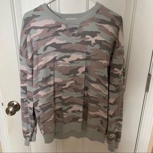 pale pink & green army camo crewneck